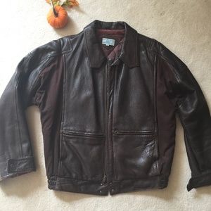 Axiom Men’s Mixed Media Leather & Cotton Jacket, Brown, size Large